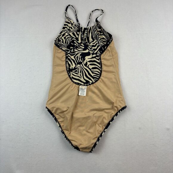 Crewcuts By J Crew Zebra Print Bathing Suit Girls Youth 16 One Piece Open Back - Picture 5 of 10